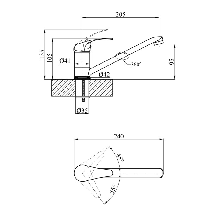 Змішувач для кухні Agua Leon - C030