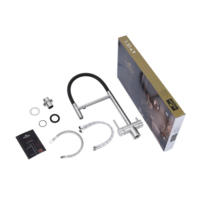 Змішувач для кухні з підключенням до фільтра Kroner KRP Edelstahl Klassisch - ESG03815BLK