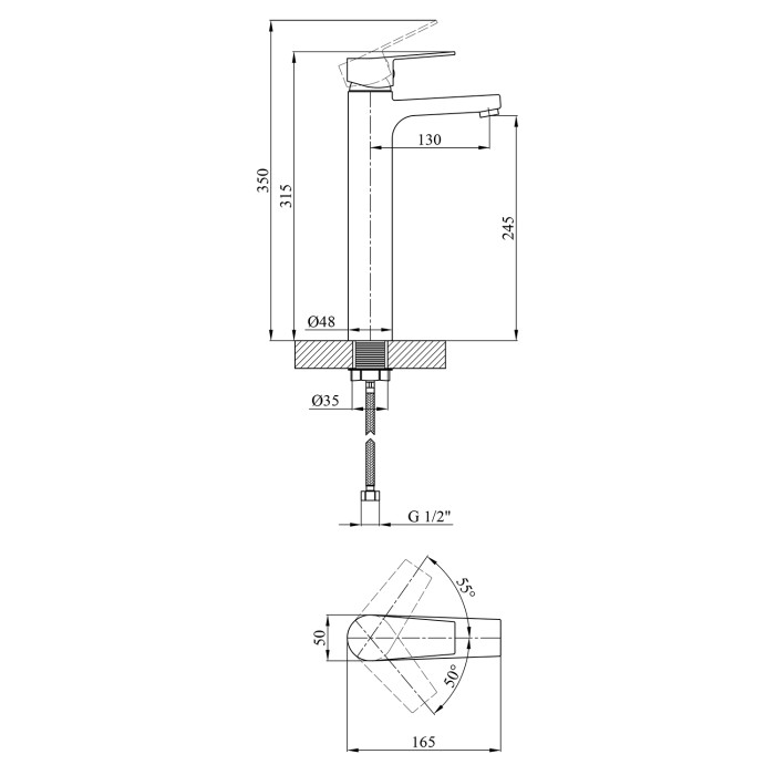 Змішувач для раковини Kroner KRP Enzo - C010-3