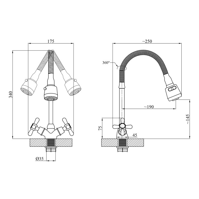 Змішувач для кухні з гнучким виливом Agua Toledo - C039