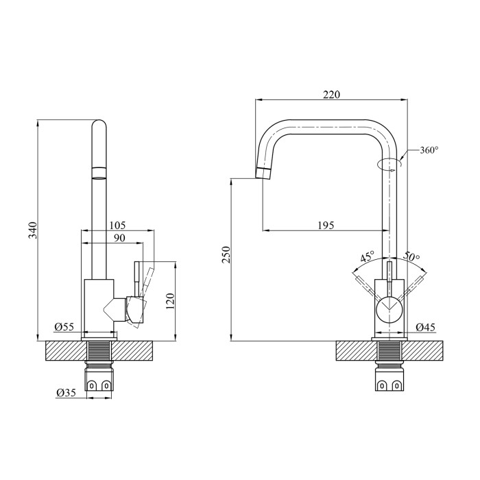 Змішувач для кухні Agua Acero - INOX037