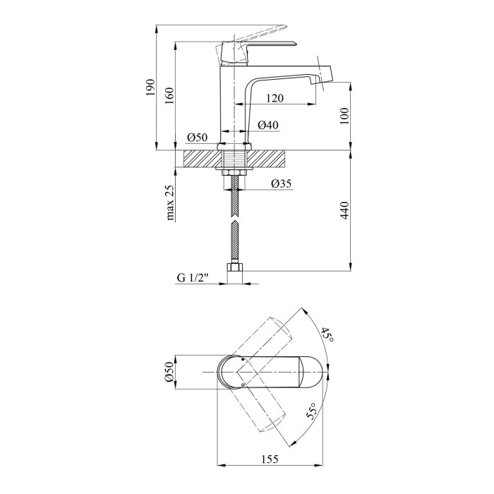 Змішувач для раковини Kroner KRP Armada - W010