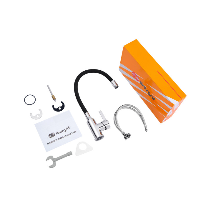 Змішувач для кухні з гнучким виливом Ibergrif M22112-2