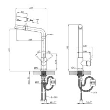 Змішувач для кухні з висувним виливом Kroner KRPё Edelstahl Klassisch - PVD03917