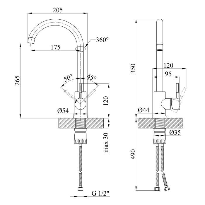Змішувач для кухні Kroner KRP Edelstahl Klassisch - COL035