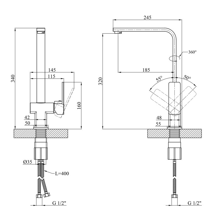 Змішувач для кухні Kroner KRM Ems - C030