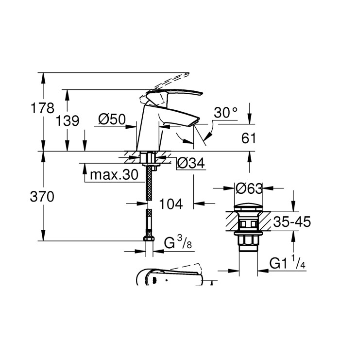 Змішувач для раковини Grohe Start S-Size 23550001