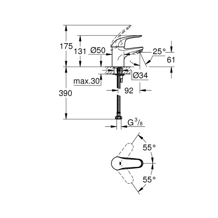 Змішувач для раковини Grohe Euroeco S-Size 32734000