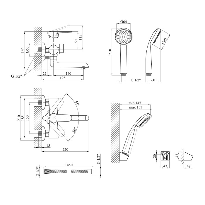 Змішувач для ванни Kroner KRM Elbe - N060