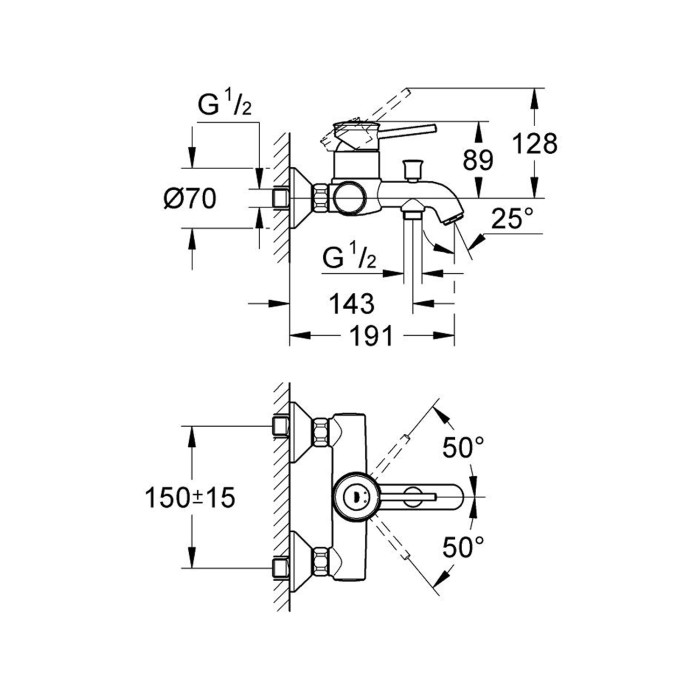 Змішувач для ванни Grohe BauClassic 32865000