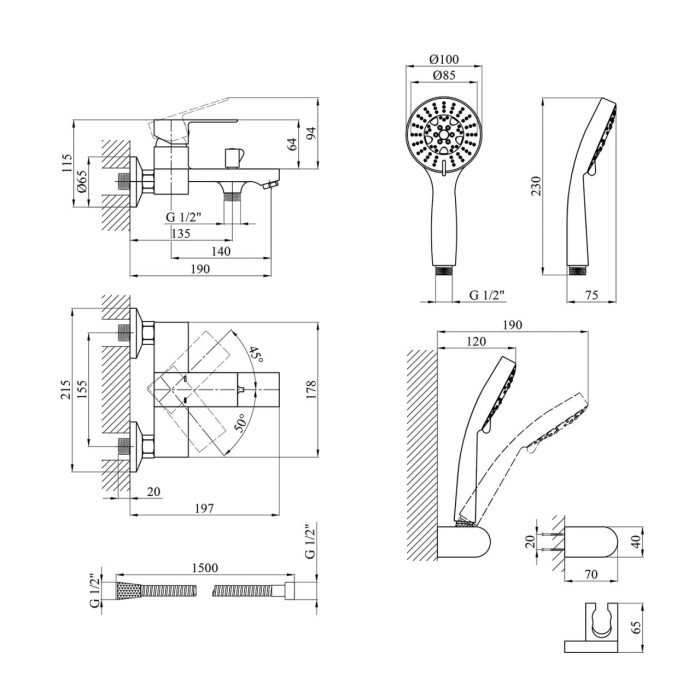Змішувач для ванни Kroner KRP Harz - C060