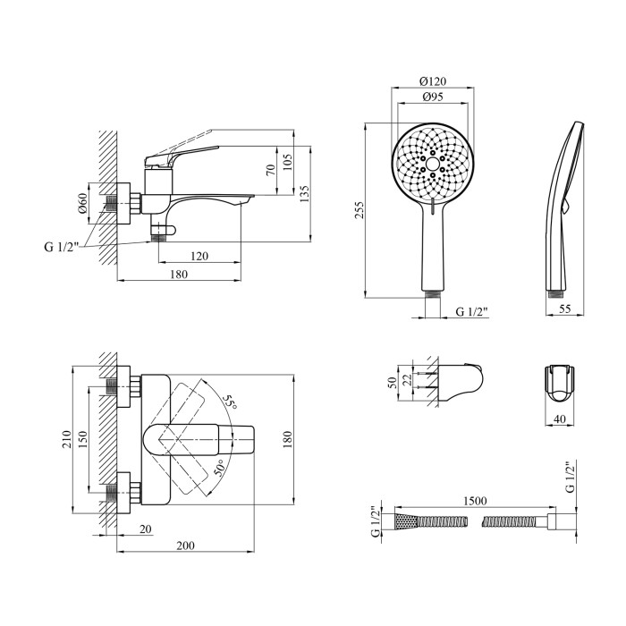 Змішувач для ванни Kroner KRP Graz - GRP060