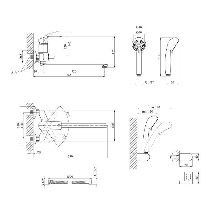 Змішувач для ванни Kroner KRP Konstante - C071