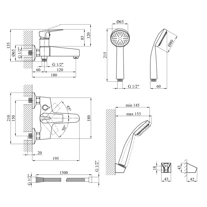 Змішувач для ванни Kroner KRM Odra - C060
