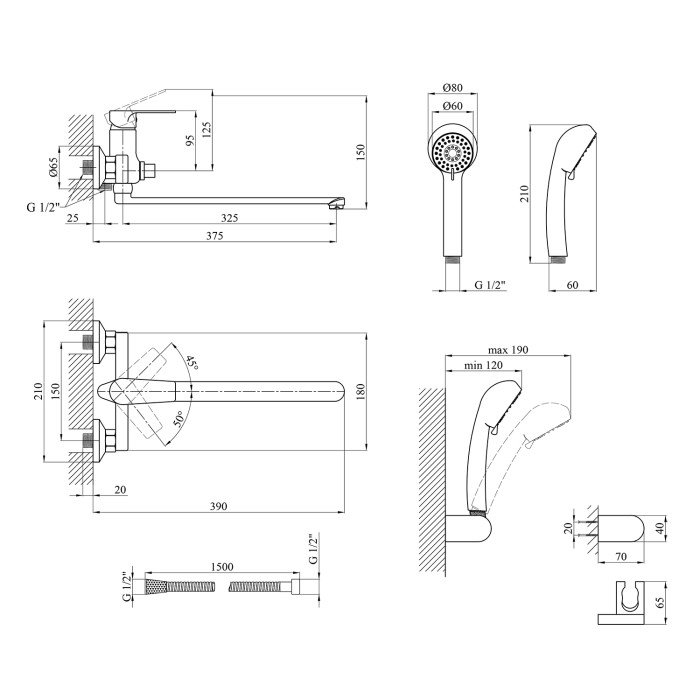 Змішувач для ванни Kroner KRP Eifel - C070