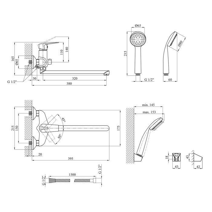 Змішувач для ванни Kroner KRM Odra - C071
